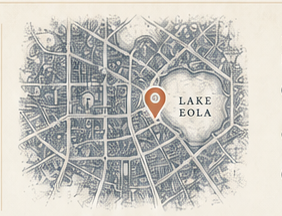 Mapa ilustrado de Orlando con la ubicación de la iglesia